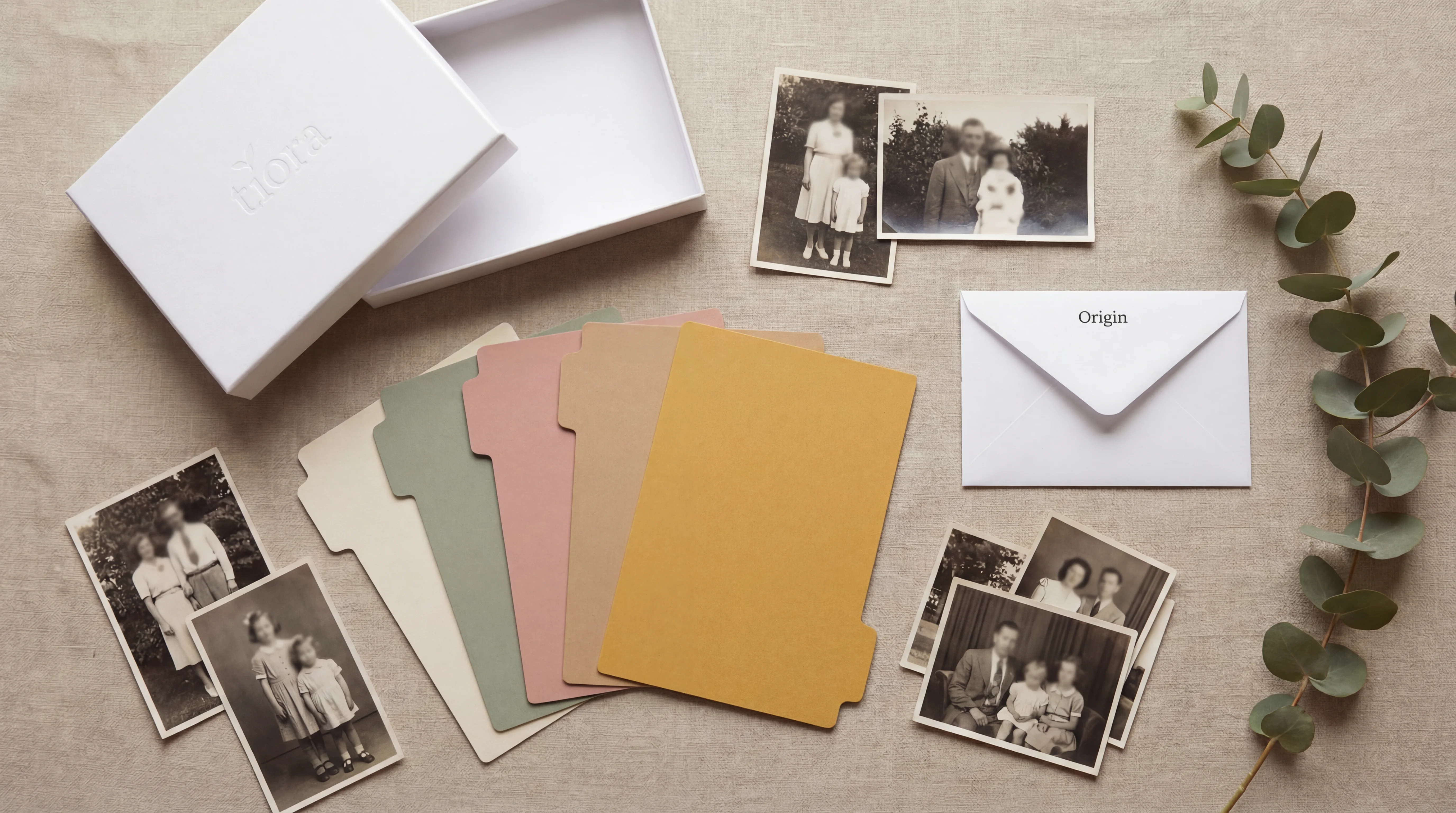 Family photographs being sorted for archive