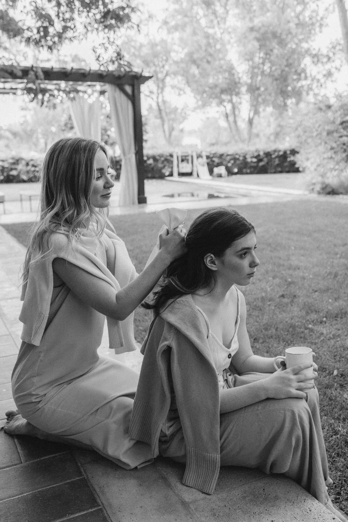 Mother and daughter in the garden as part of the family archive